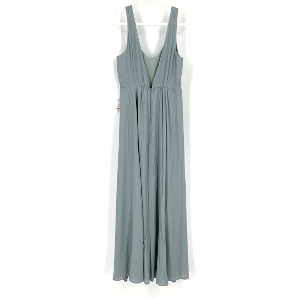 Show Me Your MuMu Jenn Maxi Dress Silver Sage Crisp Medium NWT - Picture 2 of 11